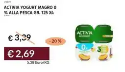 Prezzemolo e Vitale Activia yogurt magro 0% alla pesca offerta