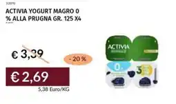 Prezzemolo e Vitale Activia yogurt magro 0% alla prugna offerta