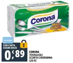 Deco Supermercati Corona tovaglioli scorta e risparmia 120 pz offerta