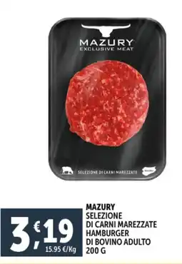 Deco Supermercati Mazury selezione di carni marezzate hamburger di bovino adulto di bovino adulto offerta