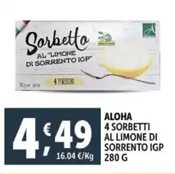 Deco Supermercati Aloha 4 sorbetti al limone di sorrento IGP offerta