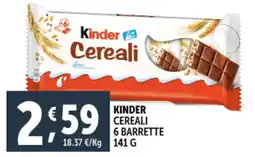 Deco Supermercati Kinder cereali 6 barrette offerta
