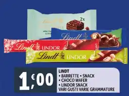 Deco Supermercati Lindt barrette snack- choco wafer - lindor snack offerta