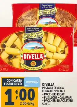 Deco Supermercati Divella pasta di semola formati speciali offerta