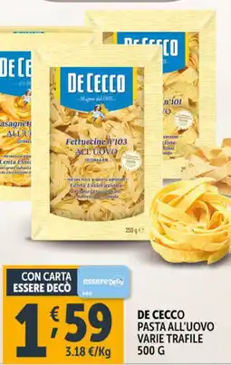 Deco Supermercati De cecco pasta all'uovo offerta