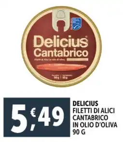 Deco Supermercati Delicius filetti di alici cantabrico in olio d'oliva offerta
