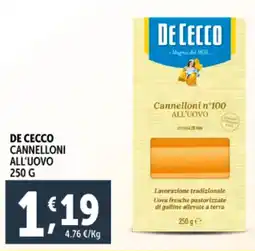 Deco Supermercati De cecco cannelloni all'uovo offerta