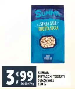 Deco Supermercati Summa pistacchi tostati senza sale offerta