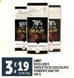 Deco Supermercati Lindt excellence tavoletta di cioccolato fondente offerta