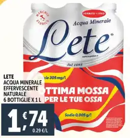 Deco Supermercati Lete acqua minerale effervescente naturale offerta
