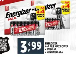 Deco Supermercati Energizer 4+4 pile max power offerta