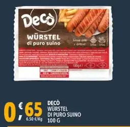 Deco Supermercati Decò würstel di puro suino offerta