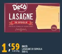 Deco Supermercati Decò lasagne di semola offerta