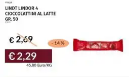 Prezzemolo e Vitale Lindt lindor 4 cioccolattini al latte offerta