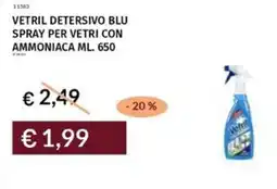 Prezzemolo e Vitale Vetril detersivo blu spray per vetri con ammoniaca offerta
