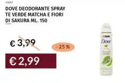 Prezzemolo e Vitale Dove deodorante spray te verde matcha e fiori di sakura offerta