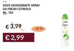 Prezzemolo e Vitale Dove deodorante spray go fresh cetriolo offerta