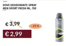 Prezzemolo e Vitale Dove deodorante spray men sport fresh offerta