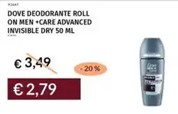 Prezzemolo e Vitale Dove deodorante roll on men +care advanced invisible dry offerta