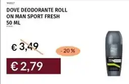 Prezzemolo e Vitale Dove deodorante roll on man sport fresh offerta