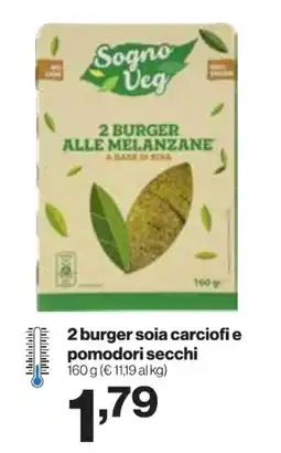 In'S Mercato 2 burger soia carciofi e pomodori secchi offerta