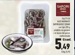 Conad Filetti di alici marinate SAPORI&IDEE CONAD prodotto da gustare rel banco del pesce confezionato offerta