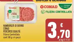 Conad HAMBURGER DI BOVINO CONAD PERCORSO QUALITA' offerta