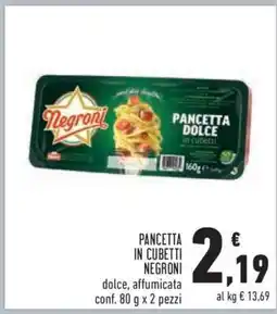 Conad Pancetta in Cubetti Negroni offerta