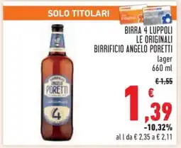 Conad Birra 4 Luppoli Le Originali Birrificio Angelo Poretti offerta