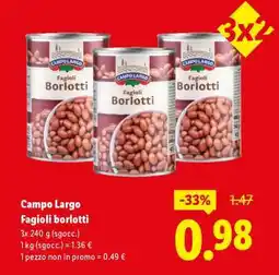 Lidl Campo Largo Fagioli borlotti offerta