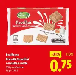 Lidl Realforno Biscotti Novellini con latte e miele offerta