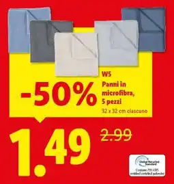 Lidl W5 Panni in microfibra, 5 pezzi offerta