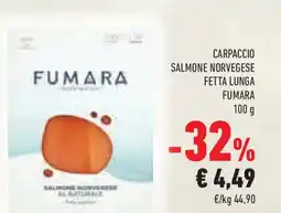 Conad Carpaccio salmone norvegese fetta lunga FUMARA offerta