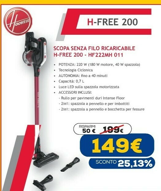 H-free 200 hf222mh 011 nero senza sacchetto offerta di Euronics