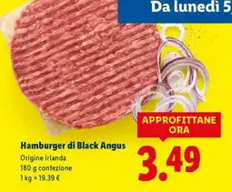 Lidl Hamburger di Black Angus offerta