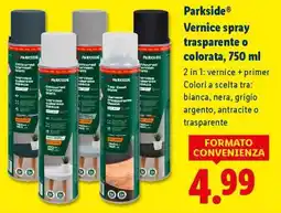 Lidl PARKSIDE Vernice spray trasparente o colorata, 750 ml offerta