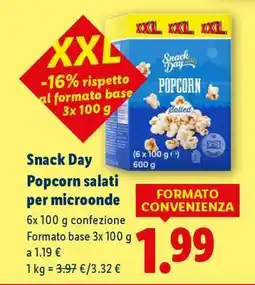 Lidl Snack Day Popcorn salati per microonde offerta