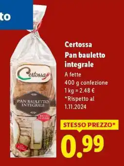 Lidl Certossa Pan bauletto integrale offerta