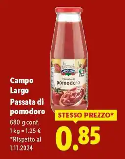 Lidl Campo Largo Passata di pomodoro offerta