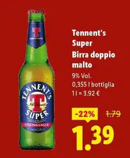 Lidl Tennent's Super Birra doppio malto offerta