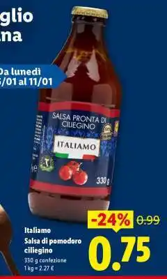 Lidl Italiamo Salsa di pomodoro ciliegino offerta