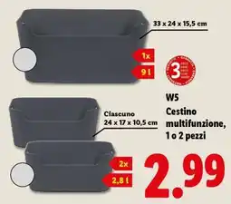Lidl W5 Cestino multifunzione, 1 o 2 pezzi offerta