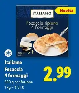 Lidl Italiamo Focaccia 4 formaggi offerta