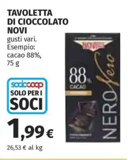 Coop Tavoletta di Cioccolato Novi offerta