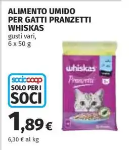 Coop ALIMENTO UMIDO PER GATTI PRANZETTI WHISKAS offerta