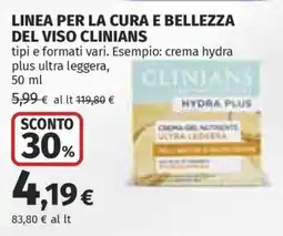 Coop LINEA PER LA CURA E BELLEZZA DEL VISO CLINIANS offerta
