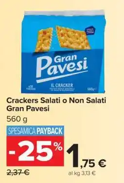 Carrefour Crackers Salati o Non Salati Gran Pavesi offerta