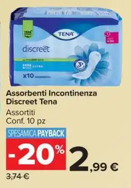 Carrefour Assorbenti Incontinenza Discreet Tena offerta