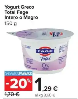 Carrefour Yogurt Greco Total Fage Intero o Magro offerta