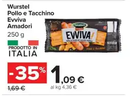 Carrefour Wurstel Pollo e Tacchino Evviva Amadori offerta